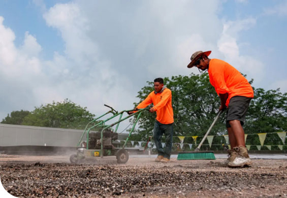 Roofers in the field